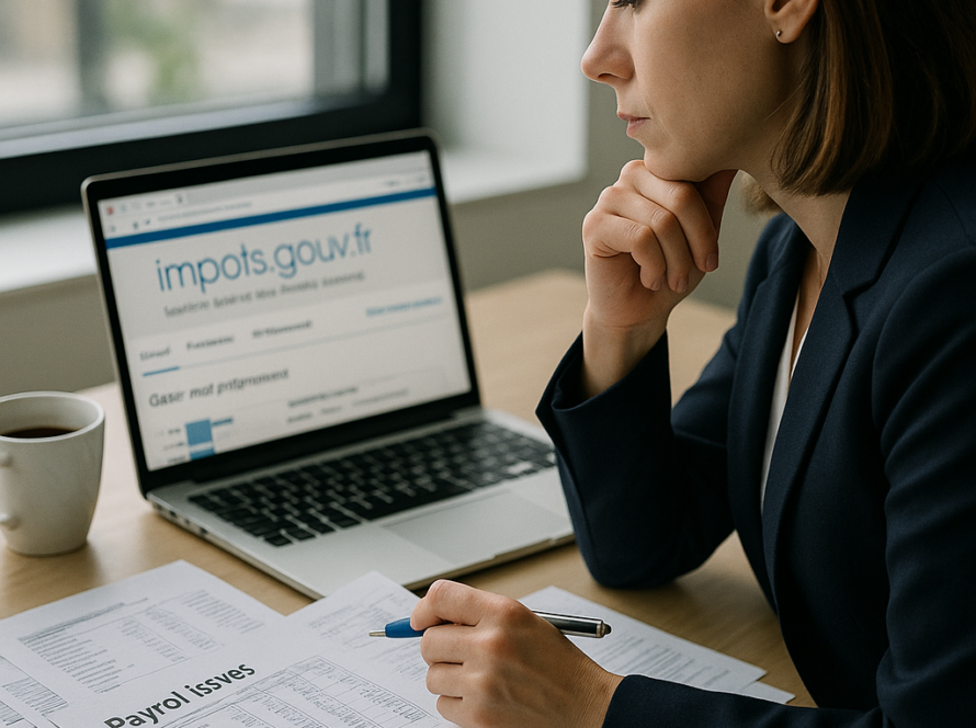 prélèvement source — Schéma illustrant un incident sur le prélèvement à la source des entreprises par la DGFiP