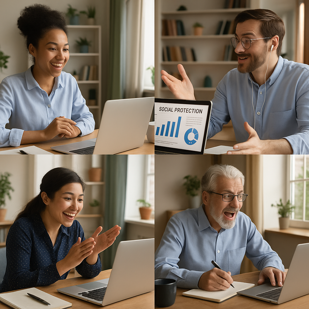 Écran d'ordinateur montrant l'interface de l'e-Salon protection sociale organisé par Net-entreprises