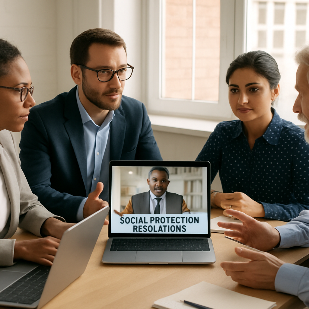 e-Salon protection sociale — Groupe de professionnels discutant lors d'une conférence virtuelle